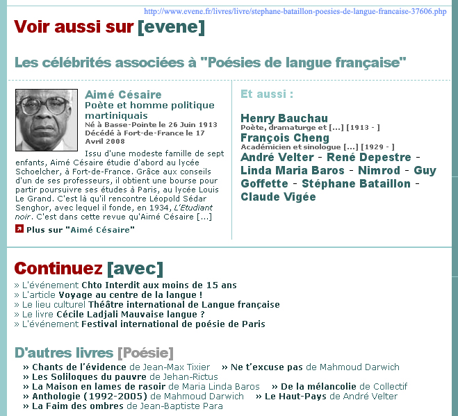 Celebrites associees a Poesies de langue francaise